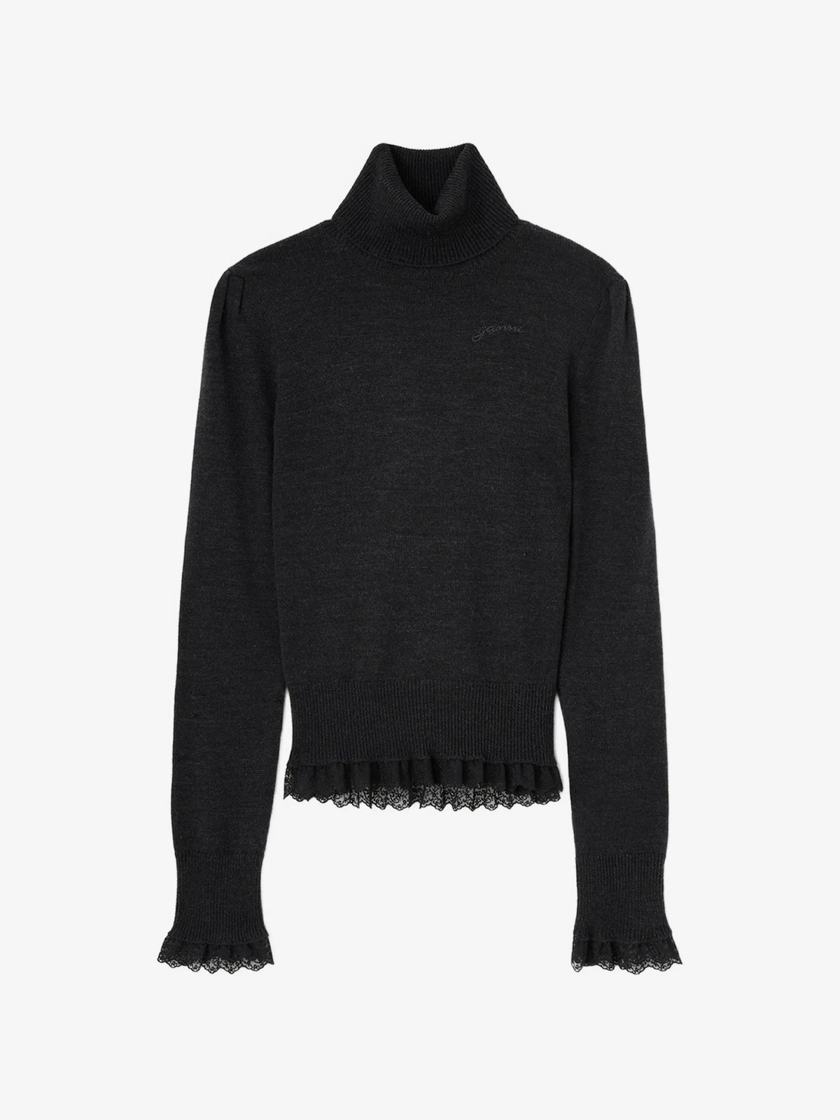 Merino Turtleneck w lace details