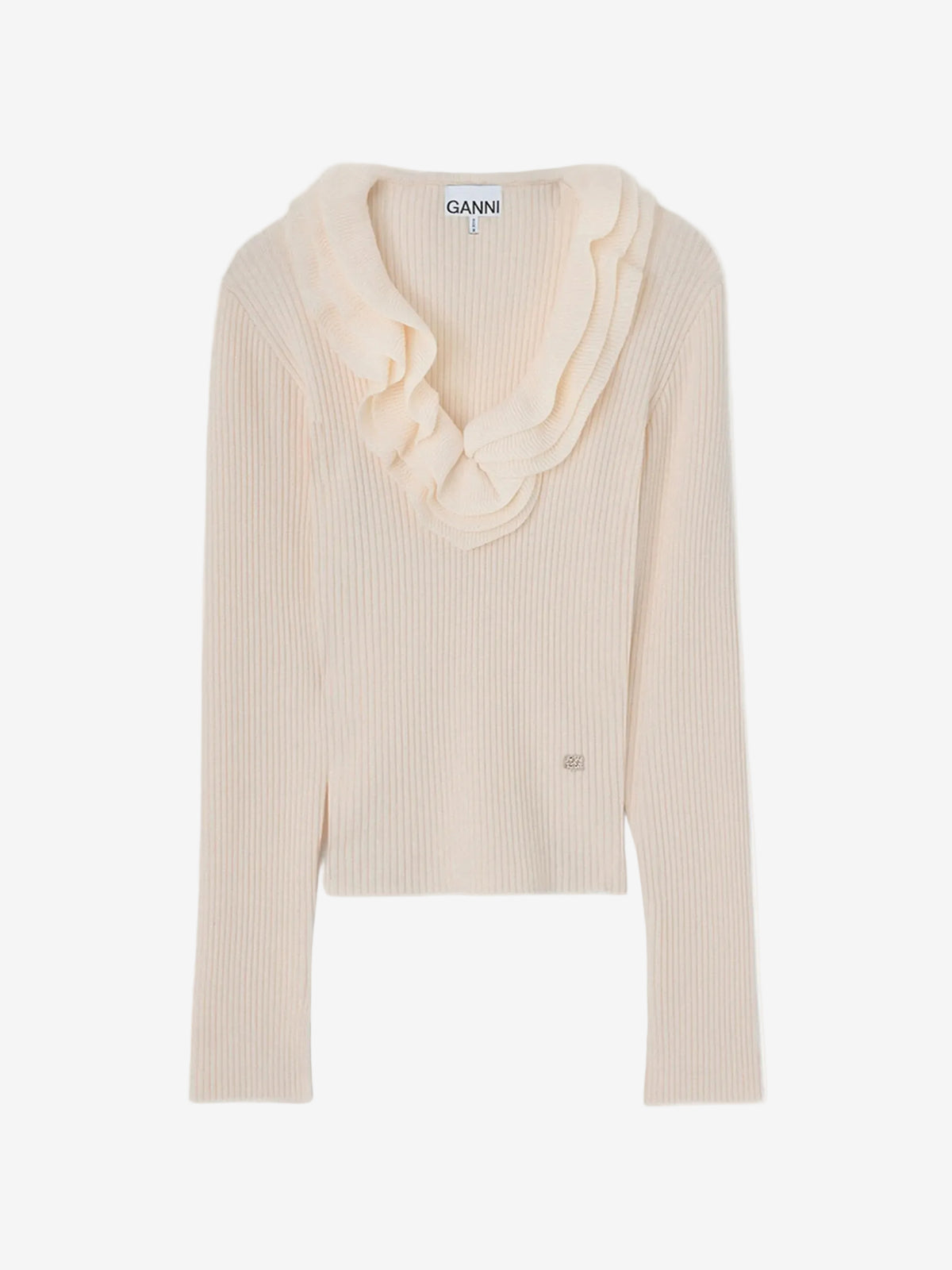 Ribbed Merino Frill Top