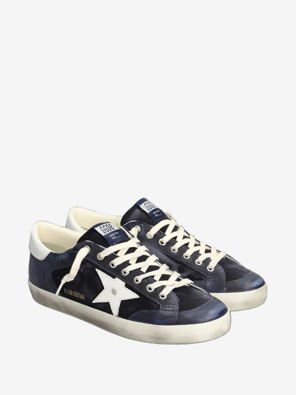 Dark Blue Suede And Nappa Leather Super-star Sneakers