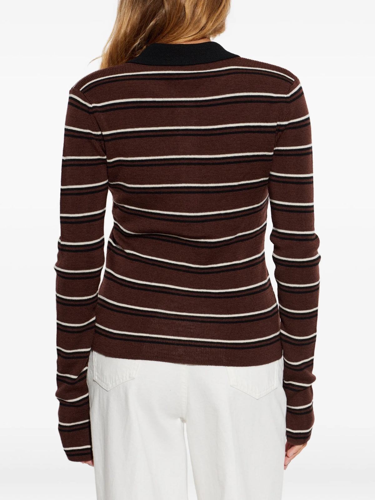 Mini Ribbed Merino Polo Brown