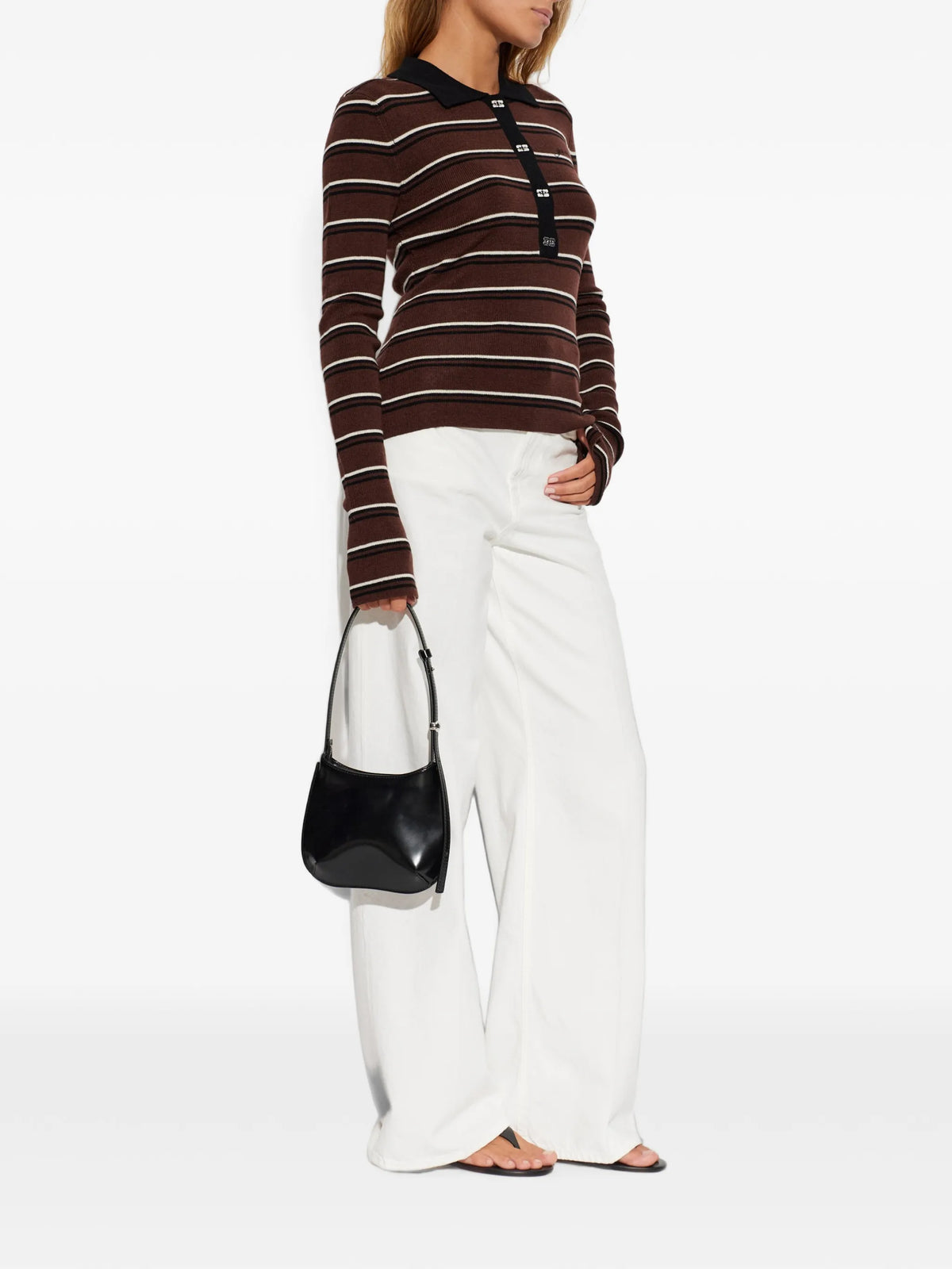 Mini Ribbed Merino Polo Brown