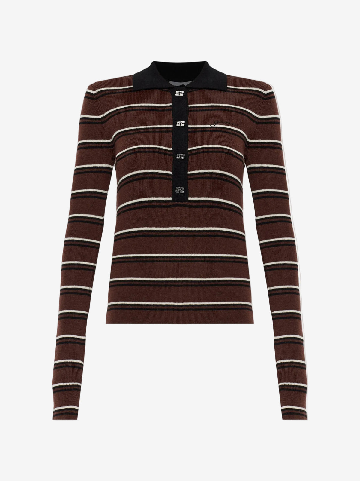 Mini Ribbed Merino Polo Brown