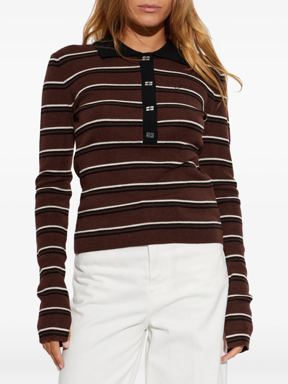 Mini Ribbed Merino Polo Brown
