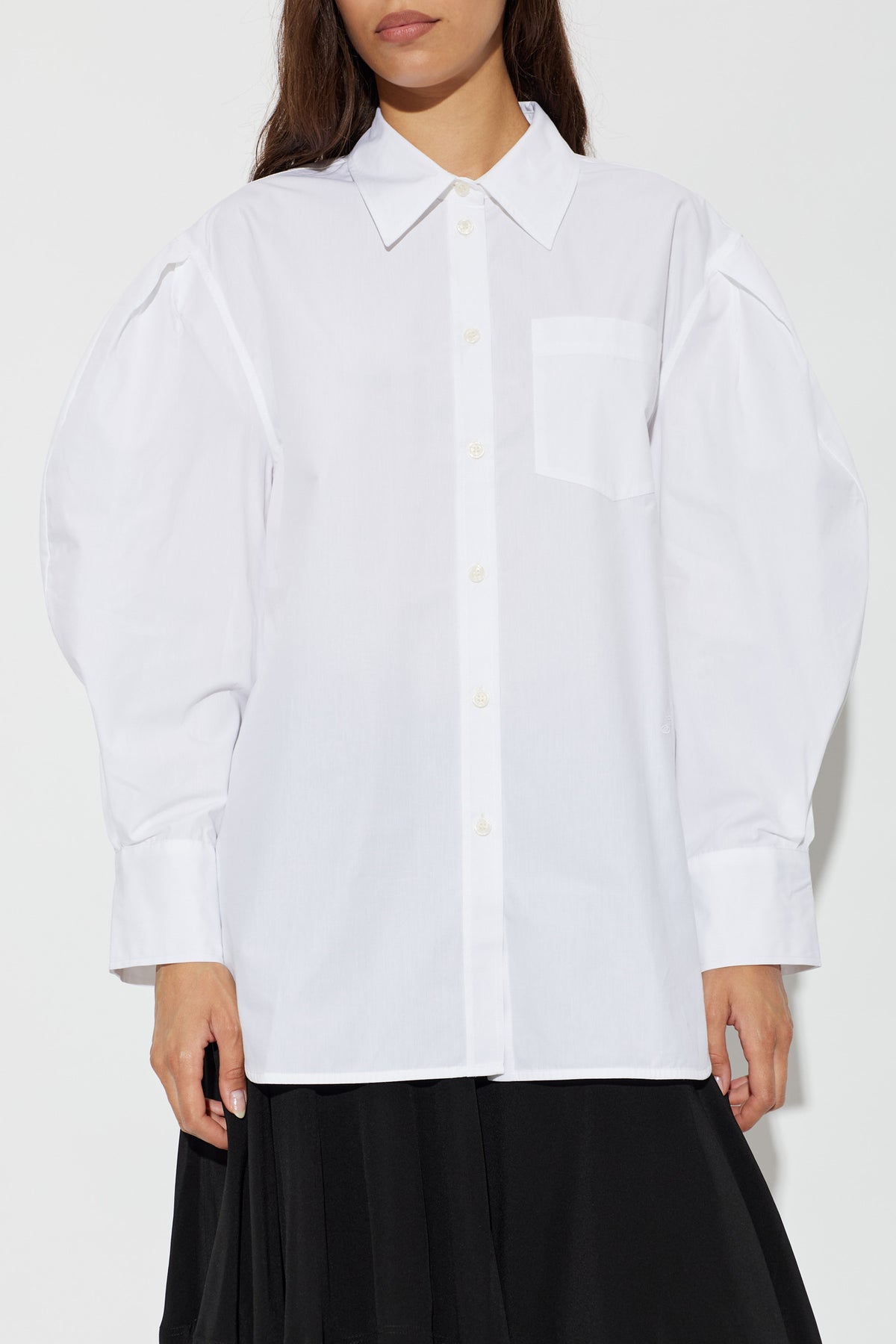 Compact Poplin Pleated Sleeve Shirt