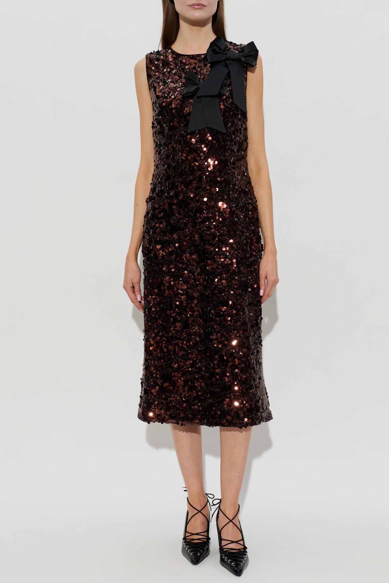 Velvet Sequins Straight Midi Dress