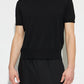 Black Wool Short Sleeves V Neck Sweater