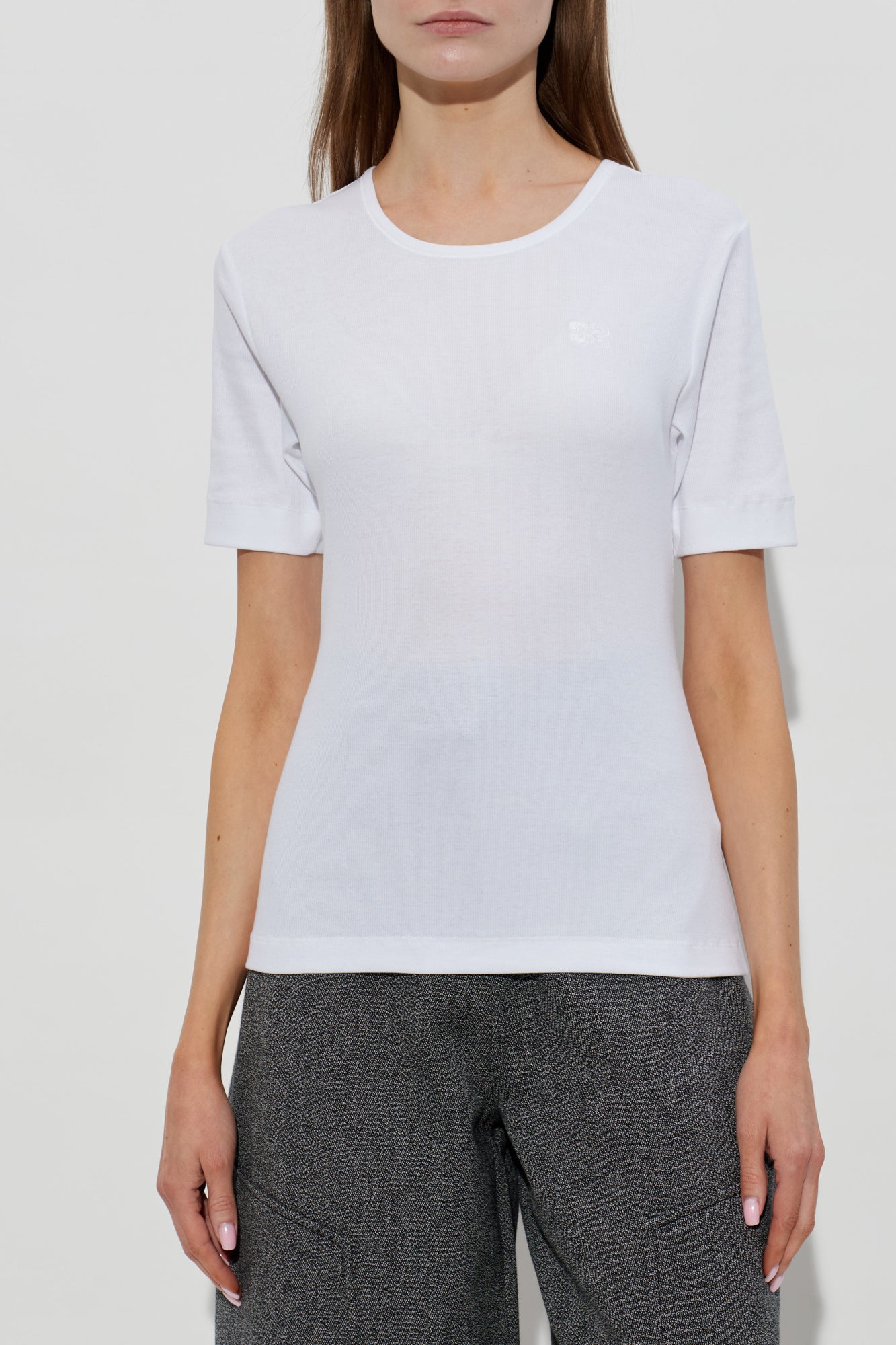 Ganni soft cotton rib T-shirt