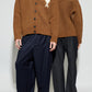 Brown cardigan with a heart and letter 'A' design on a white background ami paris