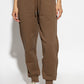 Brown sweatpants with a drawstring on a white background