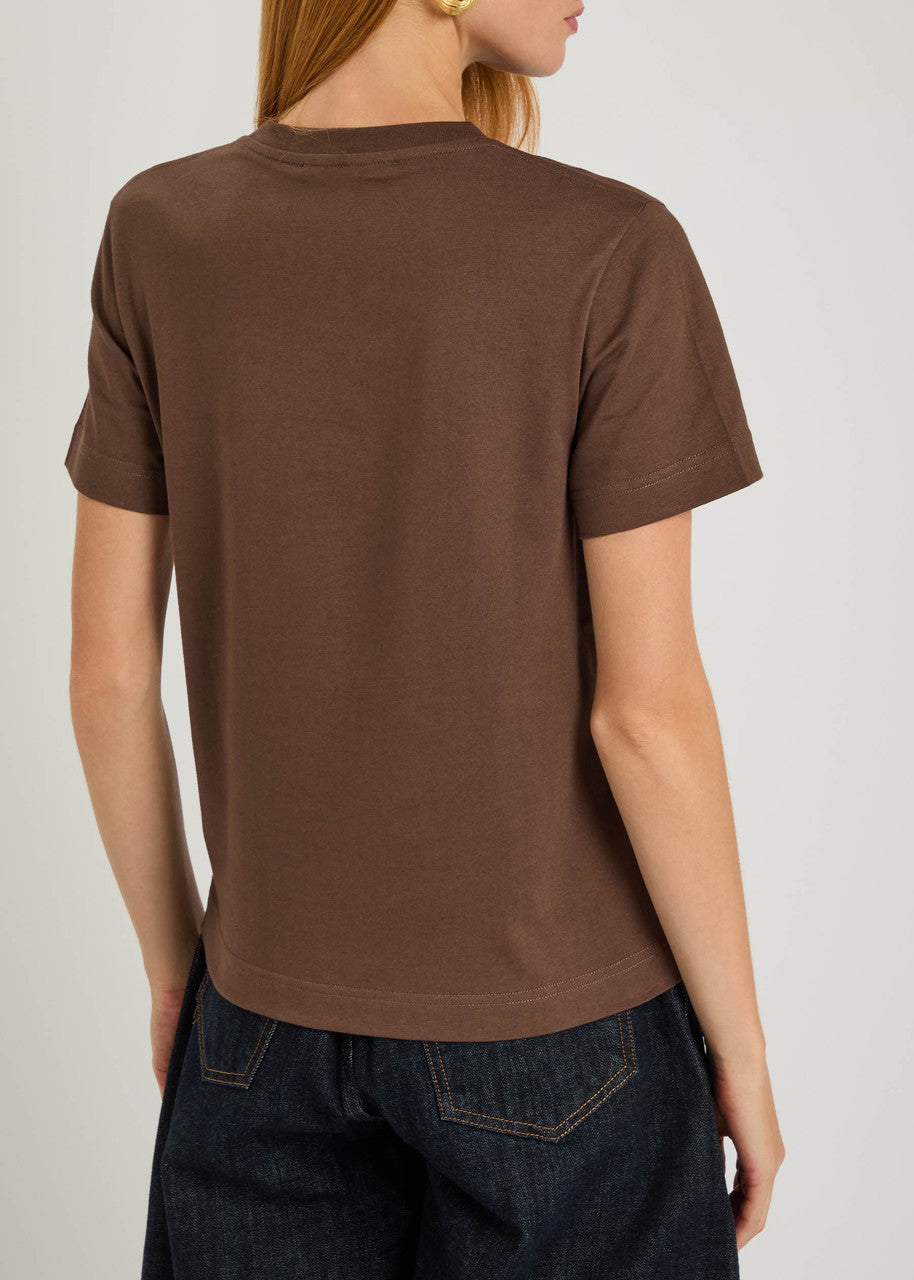 brown t-shirt with a small logo on a white background JACQUEMUS