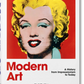 Book cover of 'Modern Art' by Taschen with a stylized portrait of a famous actress on a red background.