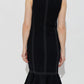 Midi Peplum Dress With Big Contrasted Topstitches