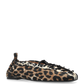 Lace-Up Ballerinas in Leopard Printed Denim