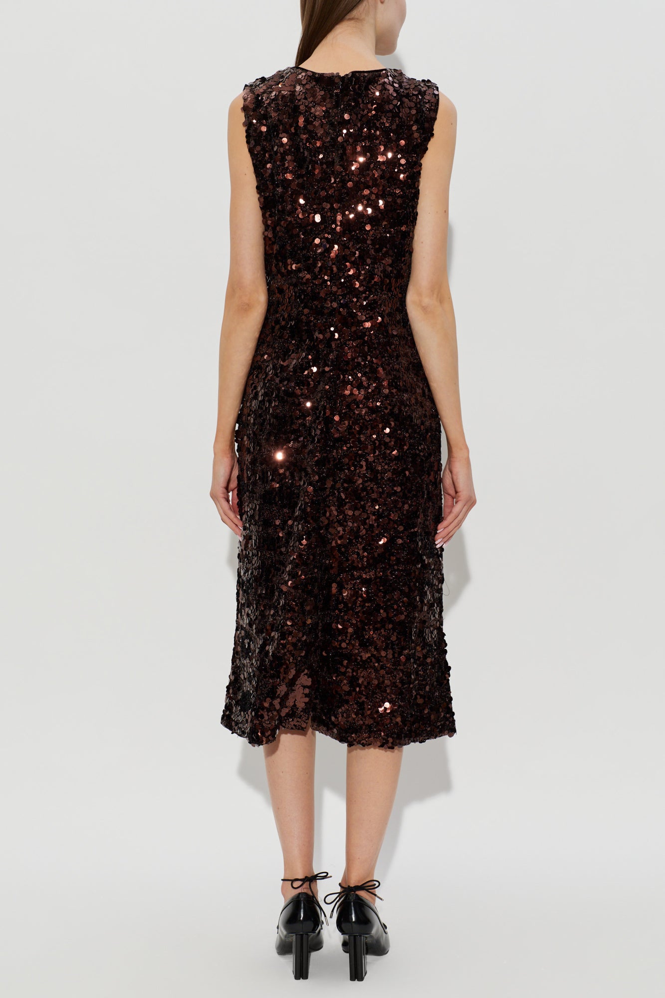 Velvet Sequins Straight Midi Dress