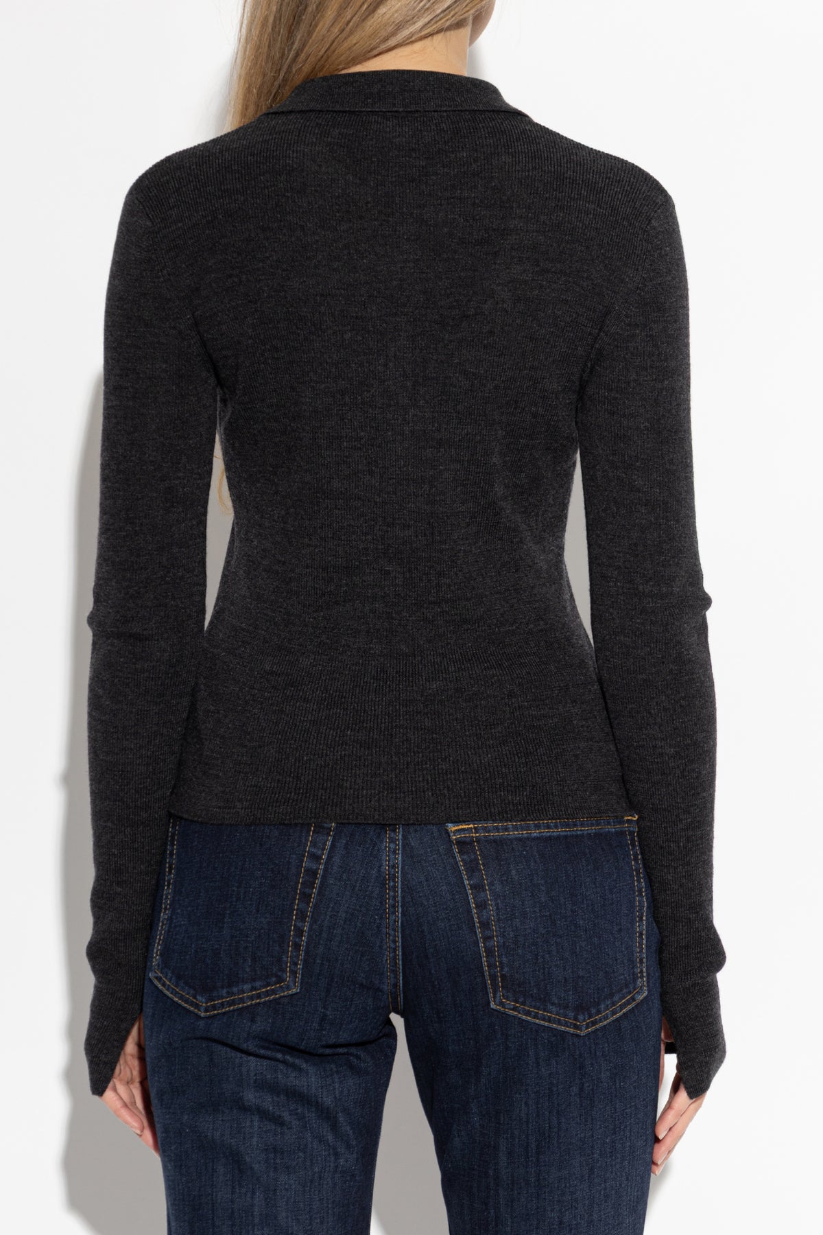 Mini Ribbed Merino Polo Black