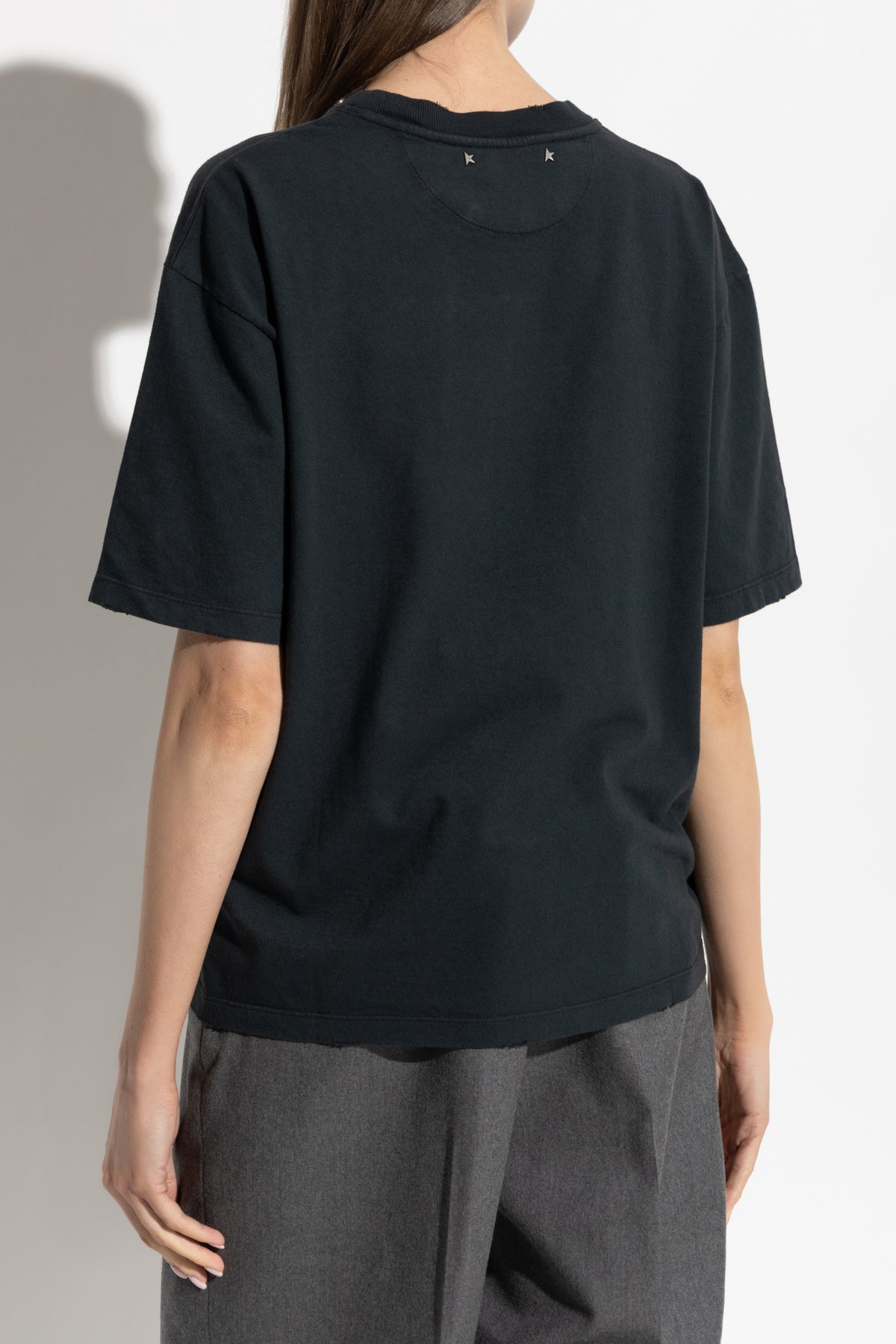 Women's black T-shirt with crystals