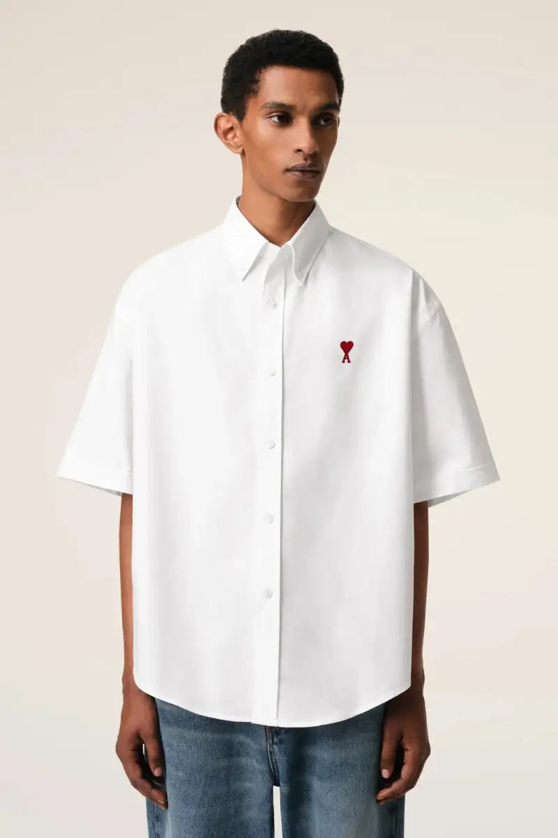 Boxy Fit Shirt Button Down Collar And Embroidered Ami De Coeur