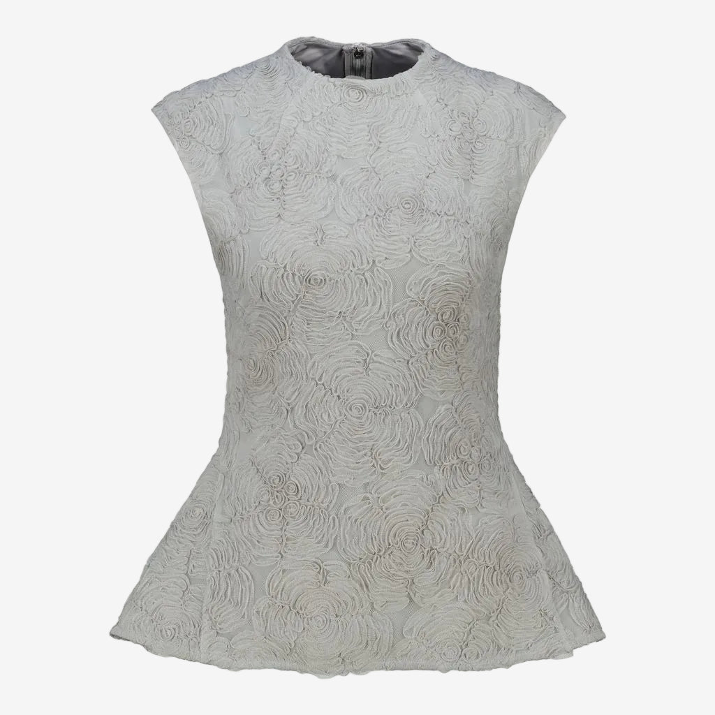 Mesh Sleeveless Top Grey Violet