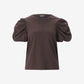 Puff Sleeve T Shirt Brown