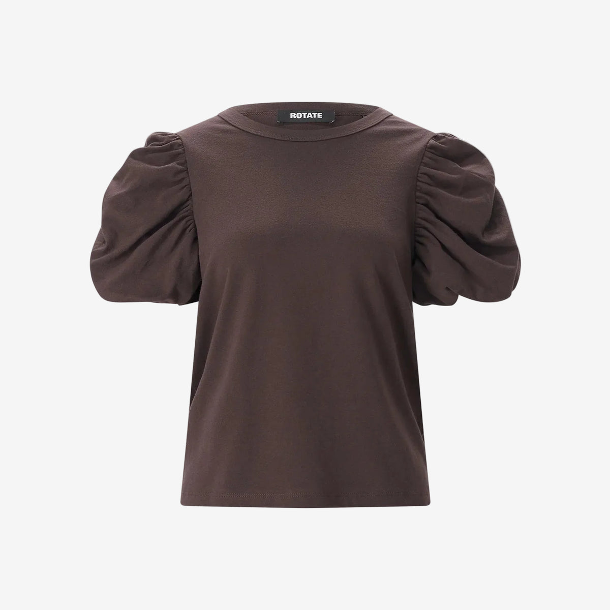 Puff Sleeve T Shirt Brown