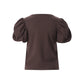 Puff Sleeve T Shirt Brown