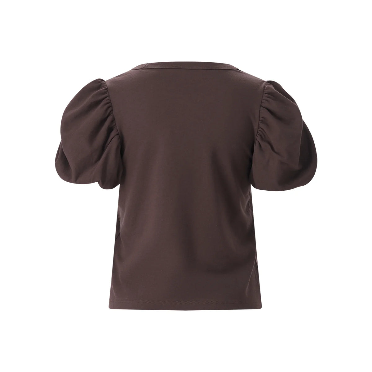 Puff Sleeve T Shirt Brown