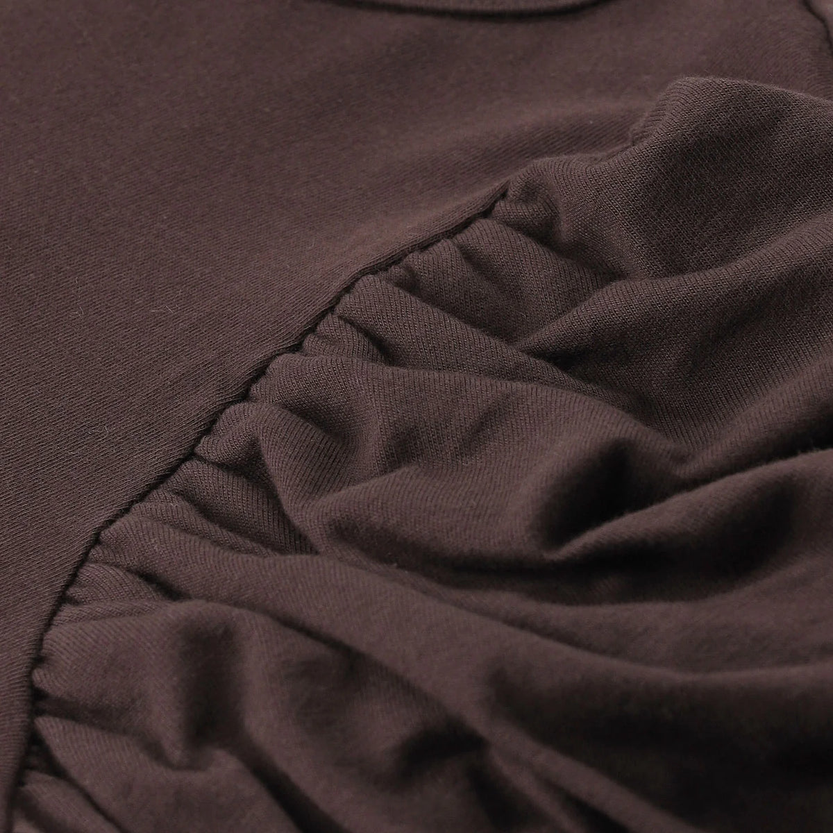 Puff Sleeve T Shirt Brown