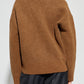 Brown cardigan with a heart and letter 'A' design on a white background ami paris