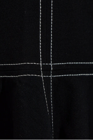 Midi Peplum Dress With Big Contrasted Topstitches