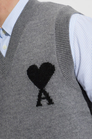 Sleeveless Sweater With Contrasted Ami De Coeur