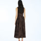 Flower Midi Dress Dark Brown