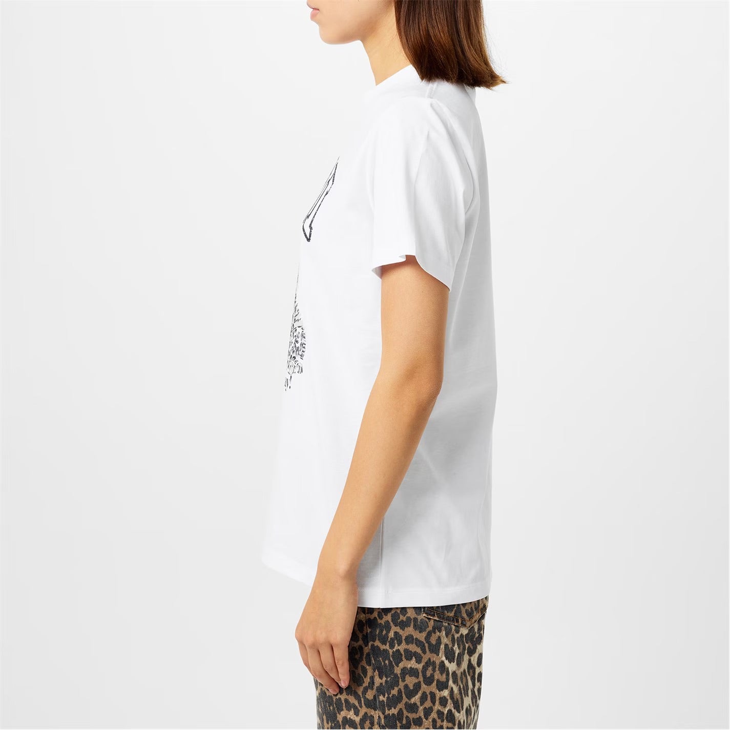White Basic Jersey Leopard Relaxed T-shirt
