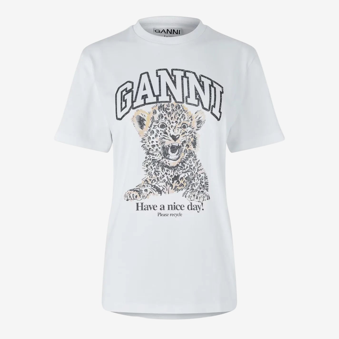 White Basic Jersey Leopard Relaxed T-shirt
