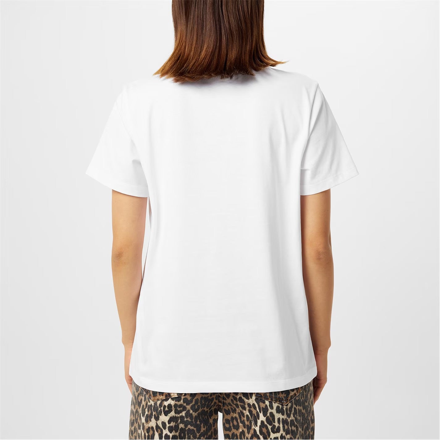 White Basic Jersey Leopard Relaxed T-shirt