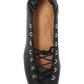 Lace-Up Ballerinas in Black Oleatex