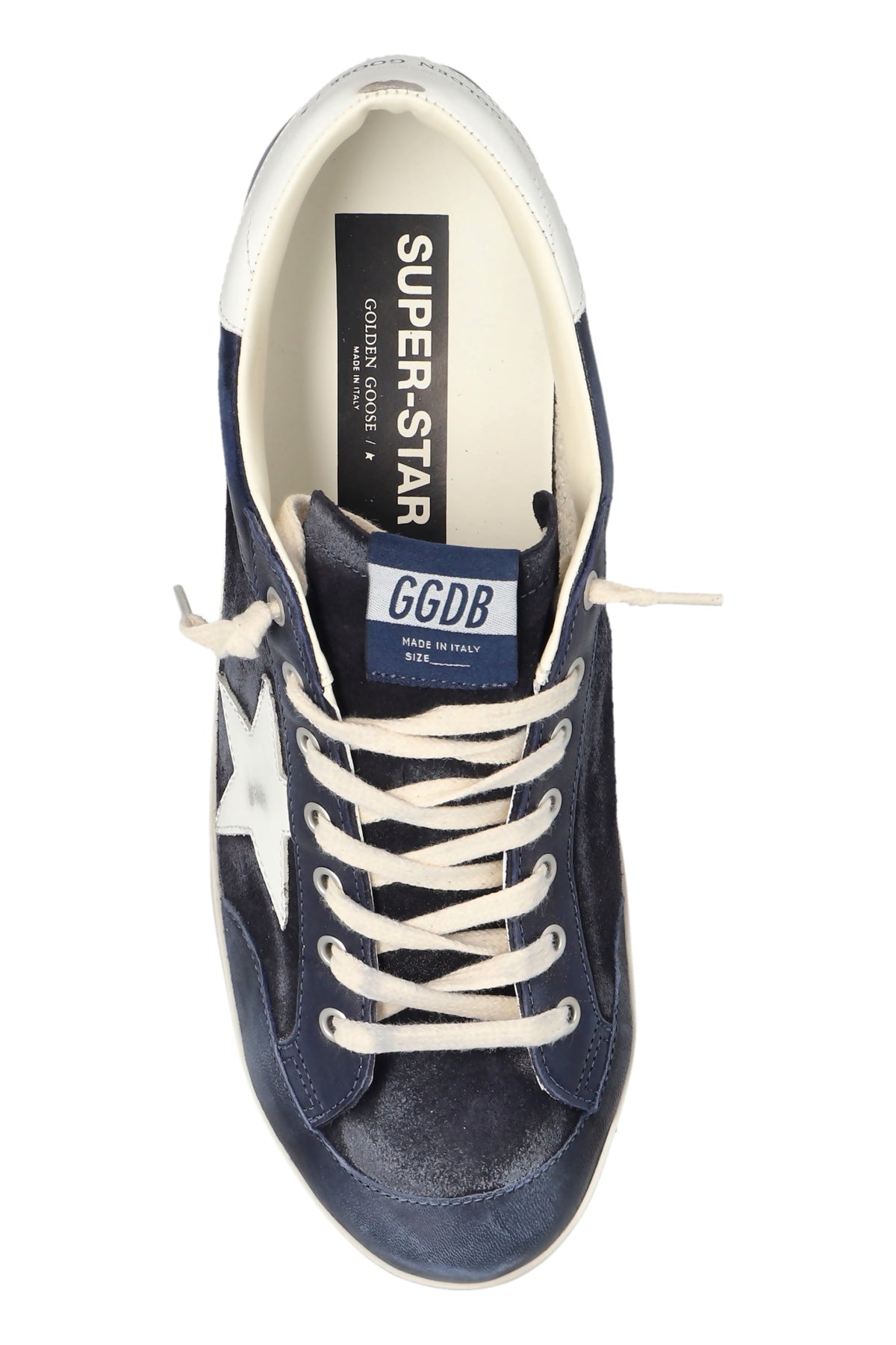 Dark Blue Suede And Nappa Leather Super-star Sneakers