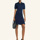 Navy blue dress with a collar on a white background