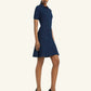 Navy blue dress with a collar on a white background
