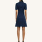 Navy blue dress with a collar on a white background