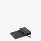 Card Holder With Flap in Grained Black with Gold