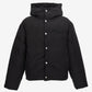 Black jacket with a hood on a white background