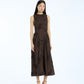 Flower Midi Dress Dark Brown