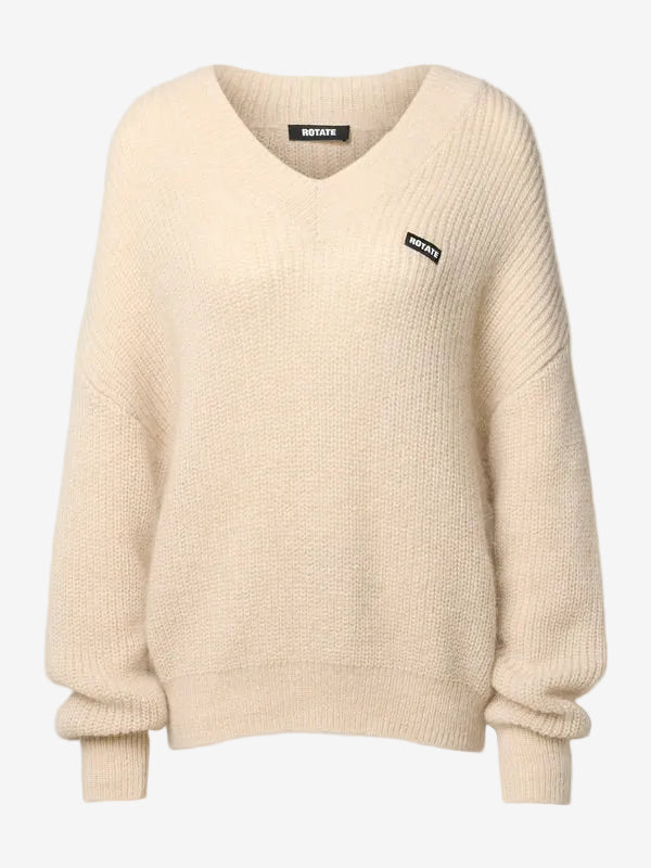 Knit V Neck Jumper Beige