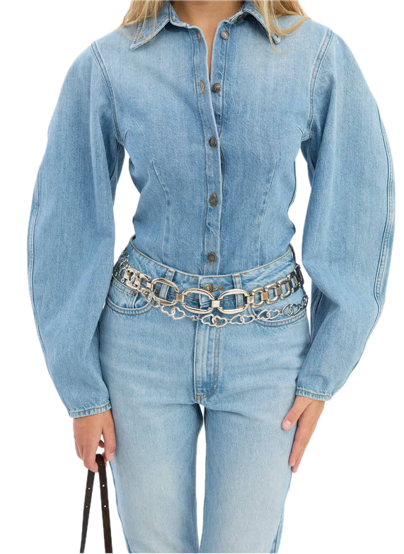 Denim Fitted Shirt Light Blue Denim