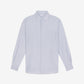 Light blue and white striped shirt on a gray background