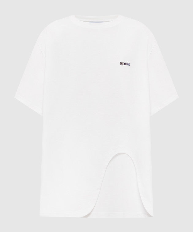 Oversized cotton jersey T-shirt with cutout hem