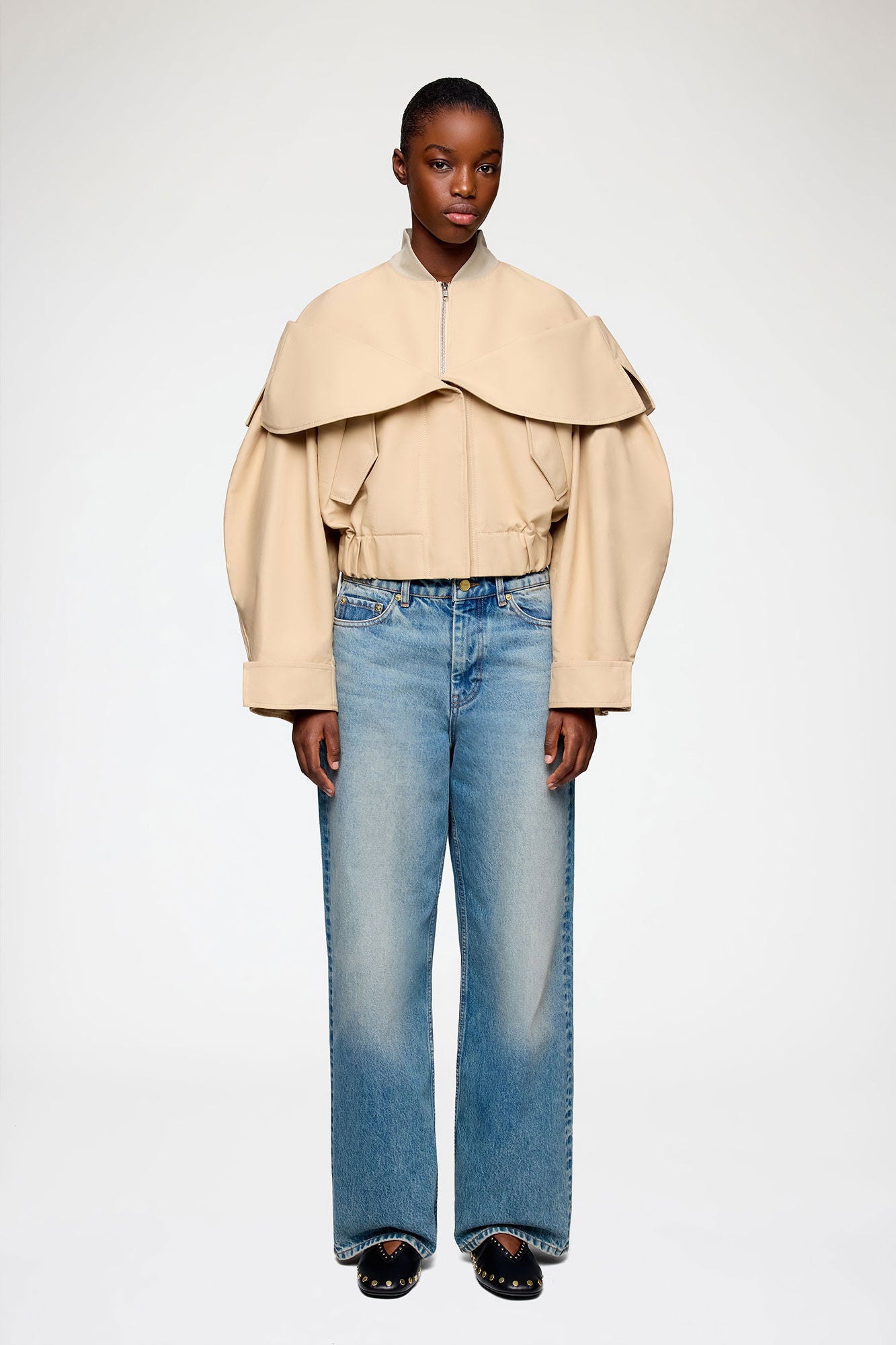 Bomber in Beige Cotton