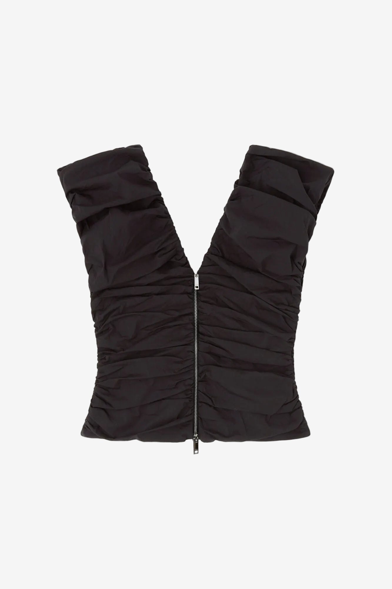 GANNI Ruched Zip Blouse