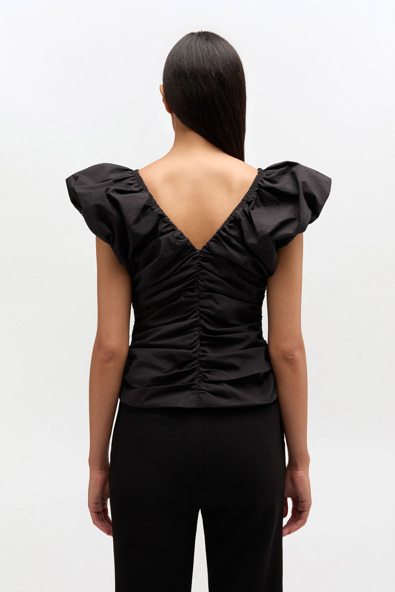 GANNI Ruched Zip Blouse