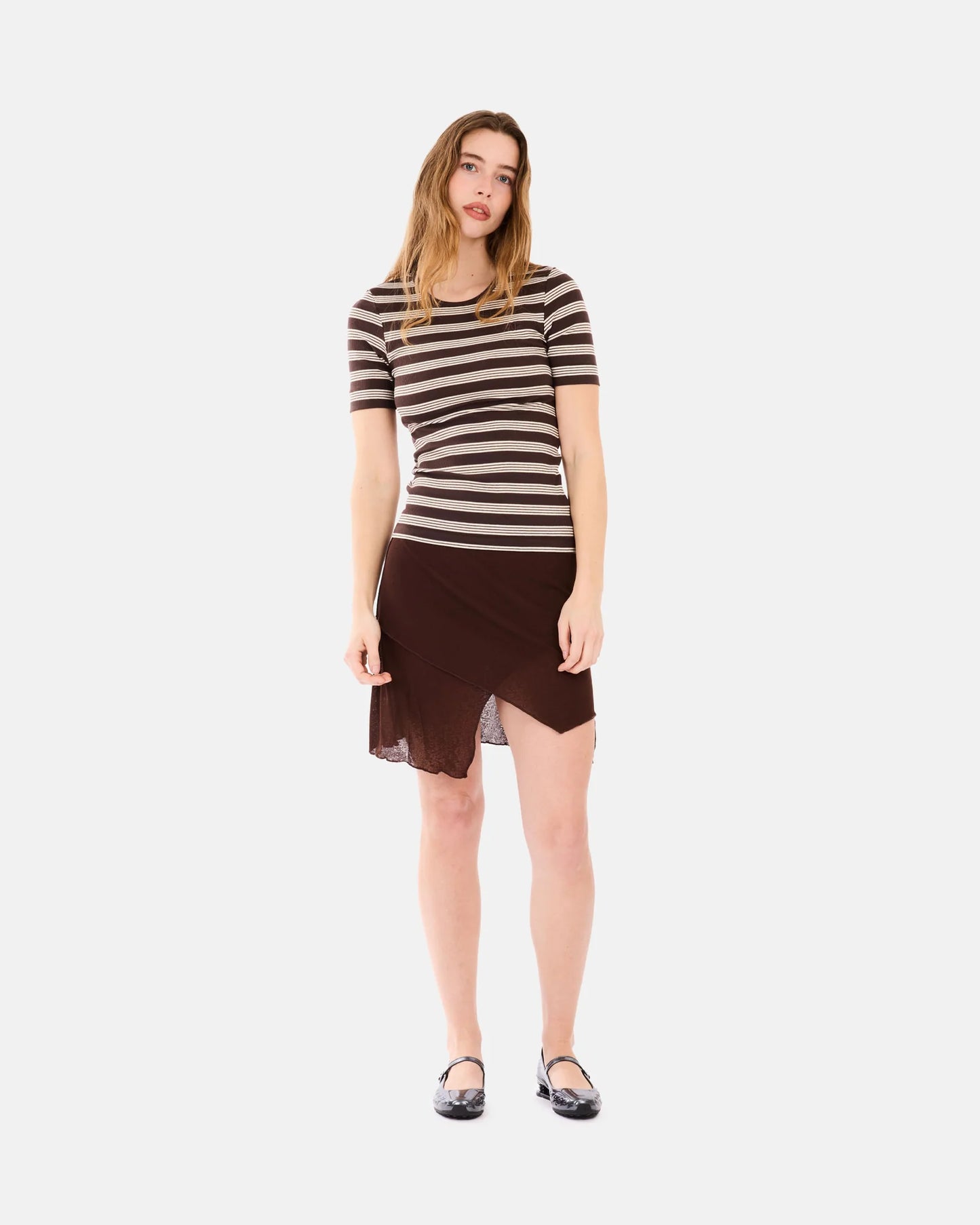 Soft Cotton Rib Short Sleeve T-Shirt Stripe